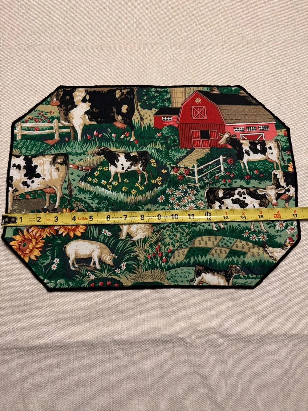6 Vintage custom placemats Farmyard Designed by Joan Kessler